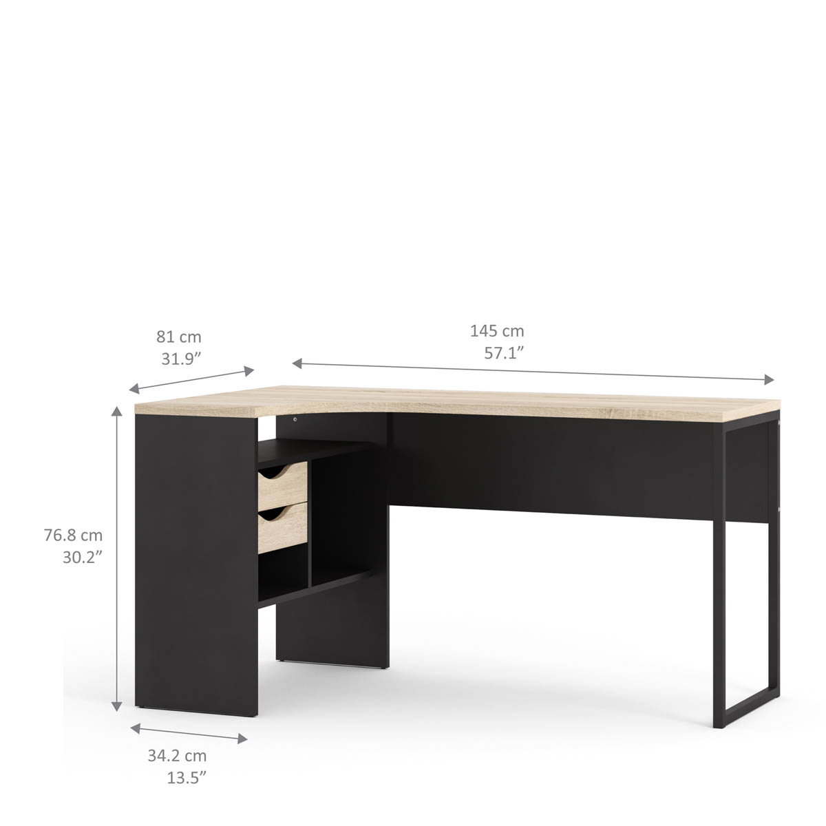 Function plus corner desk with 2 drawers discount